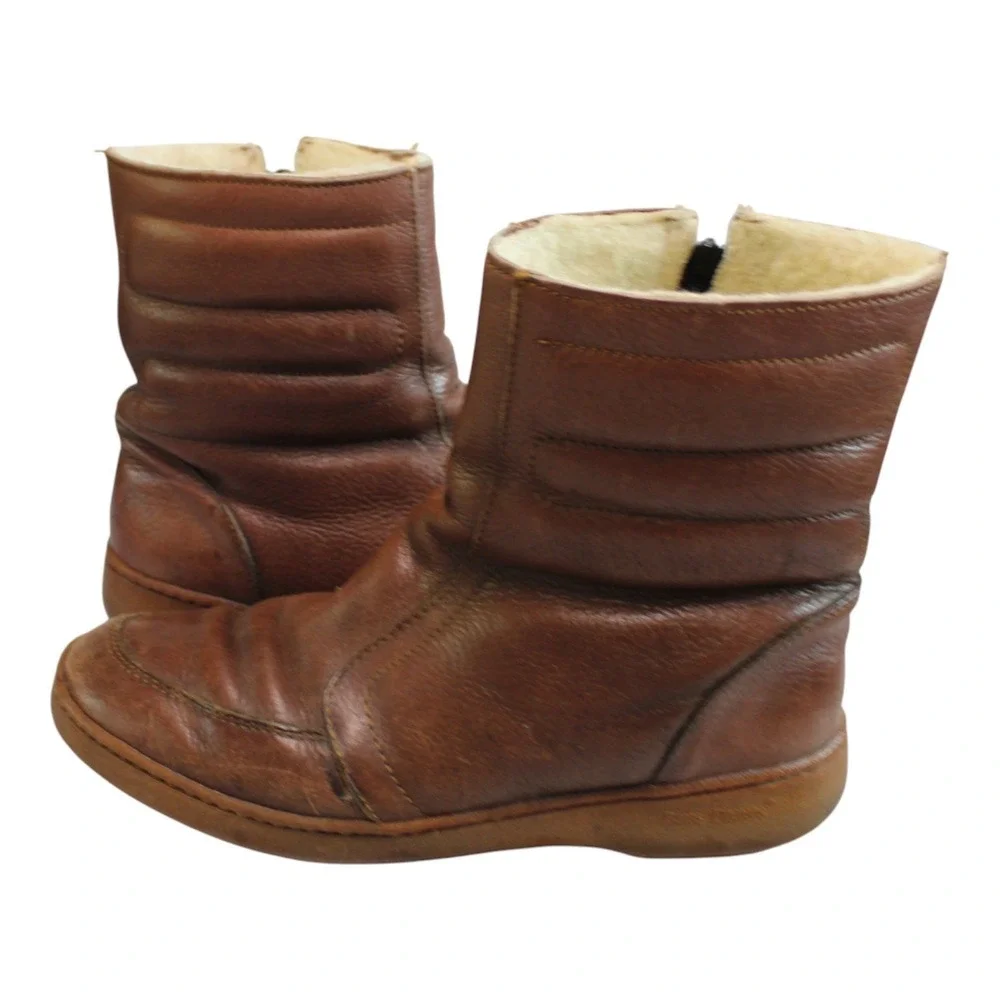 Vintage BATES Floaters Boots 9.5 M Brown Leather‎ Boots Wool Lining